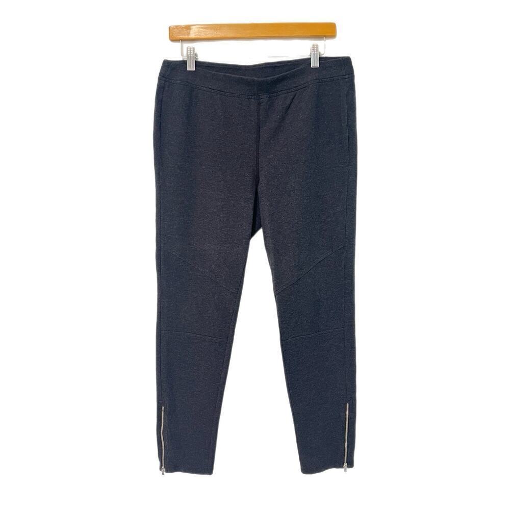 Lauren Ralph Lauren Ponte Knit Ankle Pants Size M Charcoal Zippers